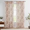 jinchan Linen Blend Curtain Floral Curtains for Living Room 84 Inch Length Farmhouse Brick Red Printed Curtain Rod Pocket Back Tab Peony Flower Patterned Drapes Curtains Set 2 Panels view 1