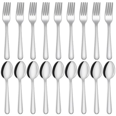 Unokit 36-Piece Spoons and Forks Set Silverware Set - Forks and Spoons Food Grade Stainless Steel Silverware for Home, Kitchen and Restaurant, 18-Fork and 18-Spoon, Mirror Polished & Dishwasher Safe