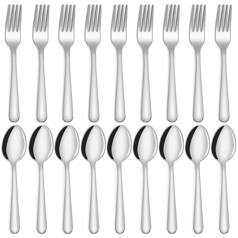 Unokit 36-Piece Spoons and Forks Set Silverware Set - Forks and Spoons Food Grade Stainless Steel Silverware for Home, Kitchen and Restaurant, 18-Fork and 18-Spoon, Mirror Polished & Dishwasher Safe