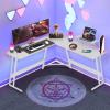 NiamVelo L Shaped Gaming Desk with Large Desktop & Storage Space - Ideal for Studying, Working, and Gaming - Adjustable Feet & Optional Tray Table Installation (White) view 1