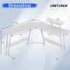NiamVelo L Shaped Gaming Desk with Large Desktop & Storage Space - Ideal for Studying, Working, and Gaming - Adjustable Feet & Optional Tray Table Installation (White) view 2