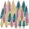 24Pcs Bottle Brush Trees Christmas Decor, Pink Green White Mini Christmas Tree with Wooden Base, Artificial Tabletop Sisal Pine Tree DIY Crafts for Winter New Year Holiday Table Shelf Decor view 1
