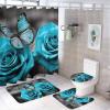 Dunmat 4PCS Turquoise Rose Shower Curtain Set view 1