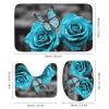 Dunmat 4PCS Turquoise Rose Shower Curtain Set view 3