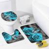 Dunmat 4PCS Turquoise Rose Shower Curtain Set view 4