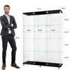 Shengrunner Frameless Glass Display Cabinet, Curio Cabinet Display Case with Locks and Hinged Doors, Quick-Install Floor Standing Large Showcase Display Shelf for Collectibles, Legos, Figures, Plants view 2