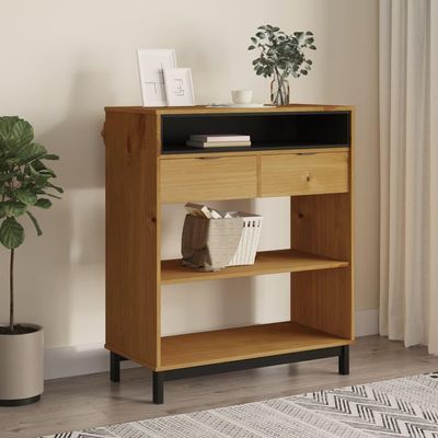 Gecheer Solid Wood Pine Bar Table, 36.2inx17.7inx43.3in with 2 Drawers and Shelves, Oak Finish for Dining and Kitchen Use
