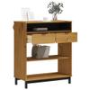 Gecheer Solid Wood Pine Bar Table, 36.2inx17.7inx43.3in with 2 Drawers and Shelves, Oak Finish for Dining and Kitchen Use view 3