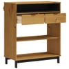 Gecheer Solid Wood Pine Bar Table, 36.2inx17.7inx43.3in with 2 Drawers and Shelves, Oak Finish for Dining and Kitchen Use view 4