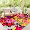 3D Colorful Flowers Pattern Waterproof Outdoor Rug for Patio Deck Backyard Balcony Modern Cute Reversible Kitchen Bathroom Floor Carpet Livingroom Bedroom Rug Runners 8x10 view 1