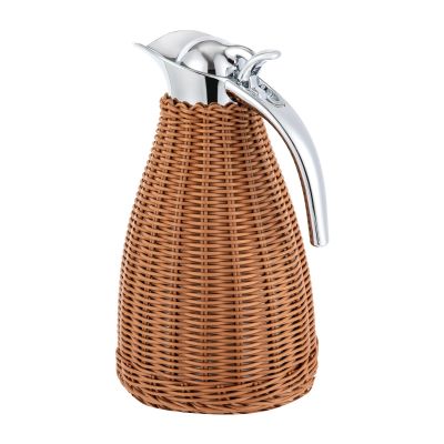 Coffee Thermal Carafe1.5L Double Walled Vacuum Insualted Carafe with Handmade Rattan Body for Keeping Hot Coffee & Tea Hot -24Hours (Coffee)