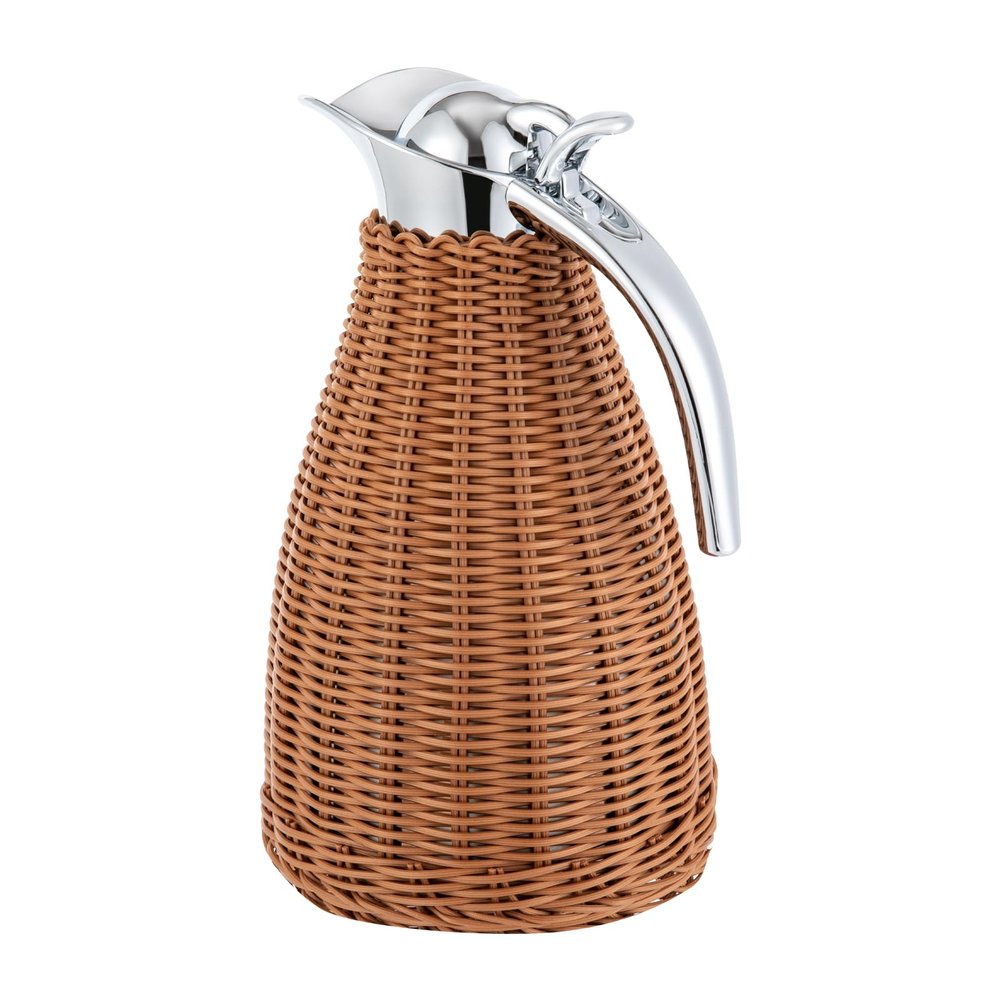 Coffee Thermal Carafe1.5L Double Walled Vacuum Insualted Carafe with Handmade Rattan Body for Keeping Hot Coffee & Tea Hot -24Hours (Coffee)