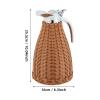 Coffee Thermal Carafe1.5L Double Walled Vacuum Insualted Carafe with Handmade Rattan Body for Keeping Hot Coffee & Tea Hot -24Hours (Coffee) view 2
