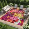 3D Colorful Flowers Pattern Waterproof Outdoor Rug for Patio Deck Backyard Balcony Modern Cute Reversible Kitchen Bathroom Floor Carpet Livingroom Bedroom Rug Runners 9x12 view 4