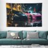 FeoYoed Tapestry for Bedroom Aesthetic Wall Hanging Decor Home Living Room Art Tapestries Japan Jdm Car 370z Black Pink Parking Rainy Season Street 40"x60" view 3