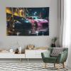 FeoYoed Tapestry for Bedroom Aesthetic Wall Hanging Decor Home Living Room Art Tapestries Japan Jdm Car 370z Black Pink Parking Rainy Season Street 40"x60" view 4