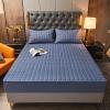 FCLDESHOP Fitted Mattress Pad Cover,Solid Color Thickened Pure Cotton Quilted Bedding Sheets, Holiday Home Anti-Slip Mattress Topper Pillowcase,Blue,180x200cm+30cm (3pcs) view 1