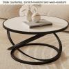 DTREEL Round Coffee Table, Nesting Table Round Natural Finish with Metal Frame, Small Modern Furniture Living Room&Home Office, for Living Room, Bedroom, Balcony (Color : Gold, Size : 60cm/24in) view 3
