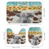 FBMLBRB Vintage Farmhouse Old Wooden Boards 4 Pieces Shower Curtain Set, Rustic Farm Sunflower Cow Cute Western Animal Yak Print Non-Slip Rugs Toilet Lid Cover Bath Mat and Bathroom Curtain view 3