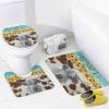 FBMLBRB Vintage Farmhouse Old Wooden Boards 4 Pieces Shower Curtain Set, Rustic Farm Sunflower Cow Cute Western Animal Yak Print Non-Slip Rugs Toilet Lid Cover Bath Mat and Bathroom Curtain view 4