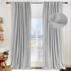 100% Blackout Shield Linen Blackout Curtains for Bedroom 102 Inches Long, Back Tab/Rod Pocket Living Room Drapes, Thermal Insulated Blackout Curtains 2 Panels Set, 50" W x 102" L, Grey view 1