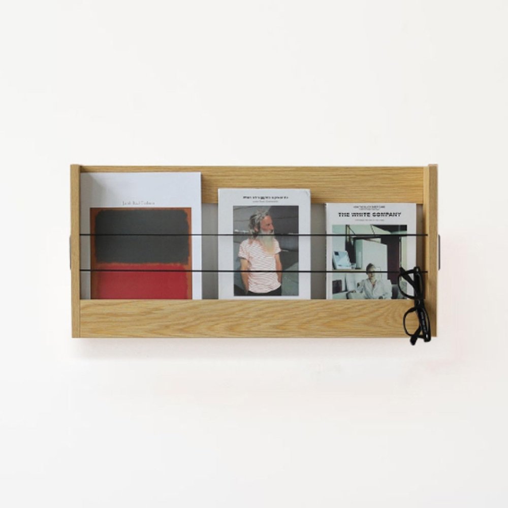 Wall Mounted Magazine Holder Rustic Solid Wood Magazine Rack Wall Decoration Bookshelf File Organizer Storage Rack for Entryway, Office, Living Room, Waiting Room, Kids Room (Size : 63x30cm(24.8x11.