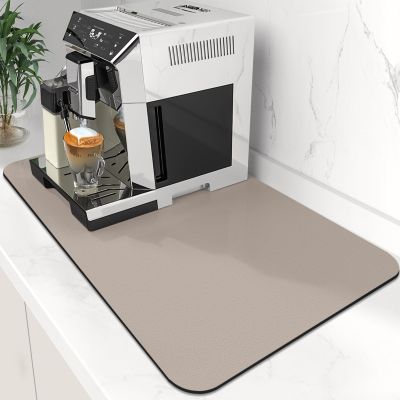 WISELIFE Coffee Mat Super Absorbent Dish Drying Mat Bar Accessories Match with Coffee Machine Large Drying Mats for Kitchen Counter 12" W x 19" L, Khaki