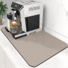 WISELIFE Coffee Mat Super Absorbent Dish Drying Mat Bar Accessories Match with Coffee Machine Large Drying Mats for Kitchen Counter 12" W x 19" L, Khaki view 1