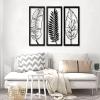 Metal Wall Art, Palm Leaf Metal Wall Art, Metal Leaf Wall Art, Tropical Leaves Wall Decor, Palm Leaf Wall Art, Palm Leaves Wall Decor, Leaf Wall Decor, 3 Panels Wall Hanging, Home Decor (Black, 71"x58"|180x149cm) view 2