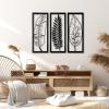Metal Wall Art, Palm Leaf Metal Wall Art, Metal Leaf Wall Art, Tropical Leaves Wall Decor, Palm Leaf Wall Art, Palm Leaves Wall Decor, Leaf Wall Decor, 3 Panels Wall Hanging, Home Decor (Black, 71"x58"|180x149cm) view 4