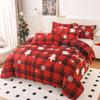 Mengersi Christmas Duvet Cover Set King Size,Christmas Tree Snowflake Duvet Cover Check Printed Christmas Plaid Duvet Cover Comforter Cover Set for New Year Holidy Xmas Gifts view 2