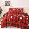 Mengersi Christmas Duvet Cover Set King Size,Christmas Tree Snowflake Duvet Cover Check Printed Christmas Plaid Duvet Cover Comforter Cover Set for New Year Holidy Xmas Gifts view 3