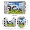 FBMLBRB Funny Farm Animal Cow 4 Pieces Shower Curtain Set, Rustic Old Wooden Boards Cow Florals Daisy Sunflower Non-Slip Rugs Toilet Lid Cover Bath Mat and Bathroom Curtain view 3