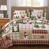 Christmas Quilted Bedspread 230 x 240 cm Snowman Forest Reversible King Size Quilt Blanket and Throws Coverlet Bedding Sets 3 Piece view 2