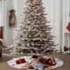 ZOE STORE 2023 Christmas Tree Skirt, Thanksgiving Fall Xmas Tree Ornaments Round 48 Inch, Blue Pumpkin Gnomes Maple Leaf Xmas Tree Mat for Christmas Decorations Holiday Party view 4