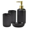 Black Bathroom Accessories Set, 4PC Ceramic Bathroom Sets Complete-Toothbrush Holders, Soap Dispenser, Soap Dish, Toothbrush Cup, Stylish Black Gold Bathroom Decor, Bathroom Organizer for Countertop view 1