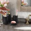 Black Bathroom Accessories Set, 4PC Ceramic Bathroom Sets Complete-Toothbrush Holders, Soap Dispenser, Soap Dish, Toothbrush Cup, Stylish Black Gold Bathroom Decor, Bathroom Organizer for Countertop view 4