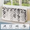 QueenKer Indoor Air Conditioner Cover, Plant Dark Grey Leaves Gradient Linen Texture Waterproof Indoor AC Cover Inside Window AC Cover with Free Elastic Straps for Window Units, 21 X 15 X 3.5 Inch view 3