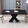 63" Rectangular Stretchable Dining Table for 6 People, Marble Veneer Tabletop Kitchen Table Dining Room Table with MDF X-Shape Leg and Metal Base, Easy to Clean, for Dining Room Living Room view 4