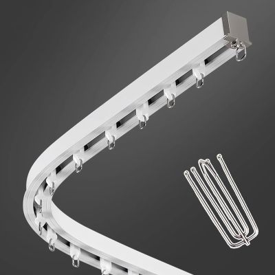 TUJOBA Curtain Track Bendable Curtain Pole System Embedded, Easily Cut Ceiling Curtain Track Set with Roller Hooks, Heavy Duty Curtain Rod Hidden for Living Room (Size : 3m(9.8ft))