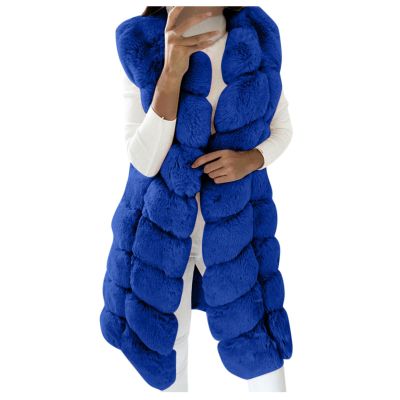 ZBYY Women's Fall Winter Sherpa Vest Jackets Sleeveless Shaggy Faux Fur Warm Outerwear Long Loose Fluffy Waistcoat Tops
