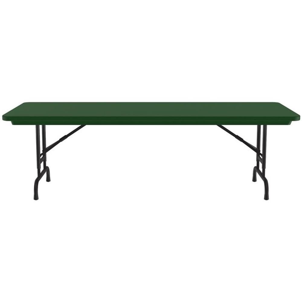 Pemberly Row 22-32" Adjustable Height Plastic Resin/Metal Folding Table in Green