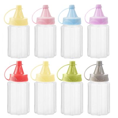 8 Pcs Mini Condiment Squeeze Bottles 1 OZ Ketchup Bottle Plastic Sauce Bottle Honey Mustard Salad Dressing Sauce Bento Box Container