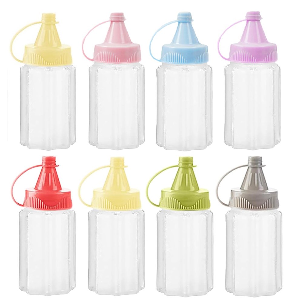 8 Pcs Mini Condiment Squeeze Bottles 1 OZ Ketchup Bottle Plastic Sauce Bottle Honey Mustard Salad Dressing Sauce Bento Box Container