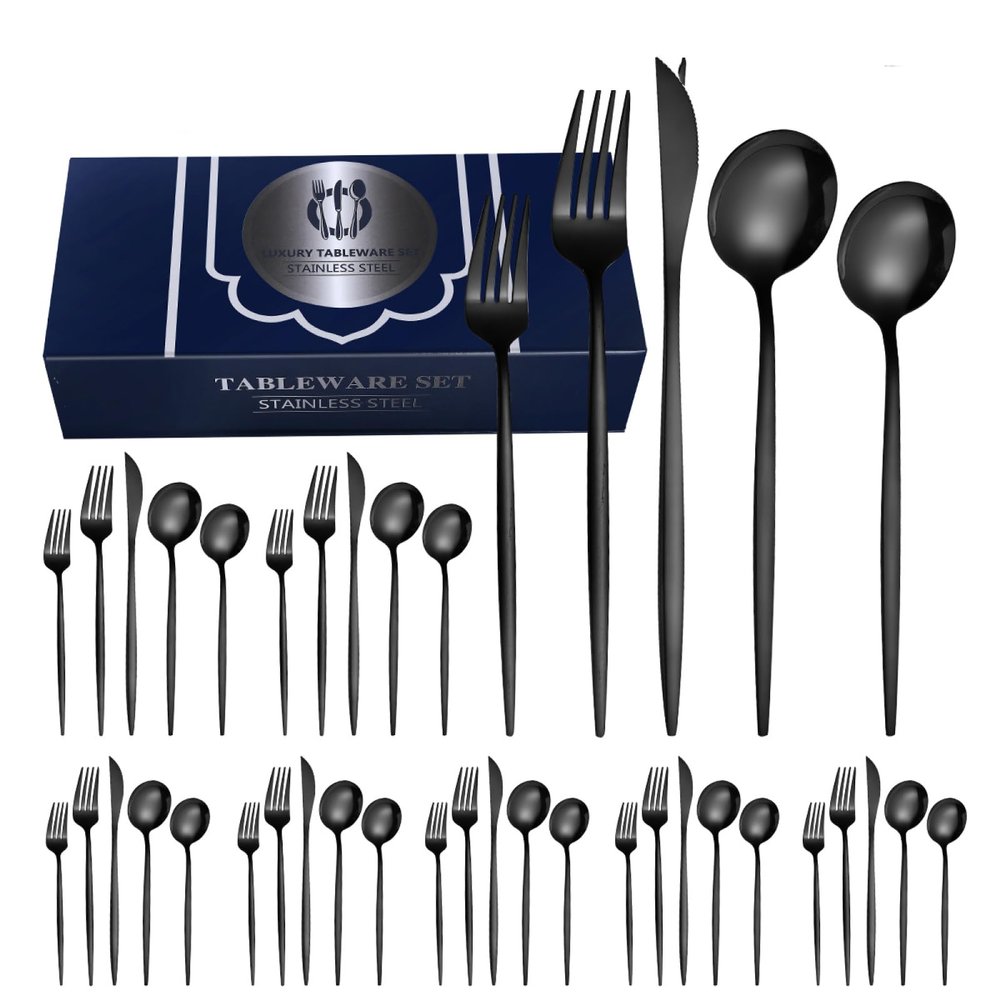 Stainless Steel Tableware, Steak Knife and Fork, Western Food Titanium Plated Knife, Fork and Spoon, Gift Box