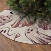 2023 Christmas Tree Skirt, Halloween Xmas Tree Ornaments Round 48 Inch, Boo White Ghost Rustic Burlap Xmas Tree Mat for Christmas Decorations Holiday Party view 2