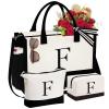 YOOLIFE Friends Gifts for Women - Friendship Gift, Gifts for Friends, Monogrammed Canvas Tote Bag for Women, Initial F view 1