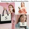 YOOLIFE Friends Gifts for Women - Friendship Gift, Gifts for Friends, Monogrammed Canvas Tote Bag for Women, Initial F view 3
