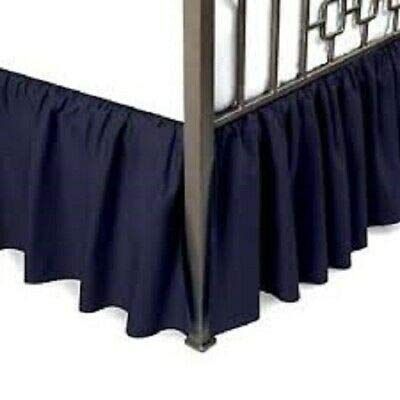 Royalbeddingking Navy Blue Calking Size 18 Inch Drop Length Three Sided Coverage with 800 Thread Count Egyptian Cotton Ruffled Gatherd Bed Skirt with Split Corners
