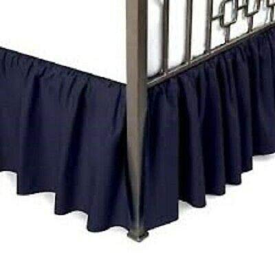 Royalbeddingking Navy Blue Calking Size 18 Inch Drop Length Three Sided Coverage with 800 Thread Count Egyptian Cotton Ruffled Gatherd Bed Skirt with Split Corners